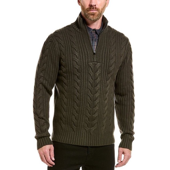 Vince Quarter-Zip Cable Wool & Cashmere-Blend Pullover Men's Size XL NWT - Picture 1 of 10